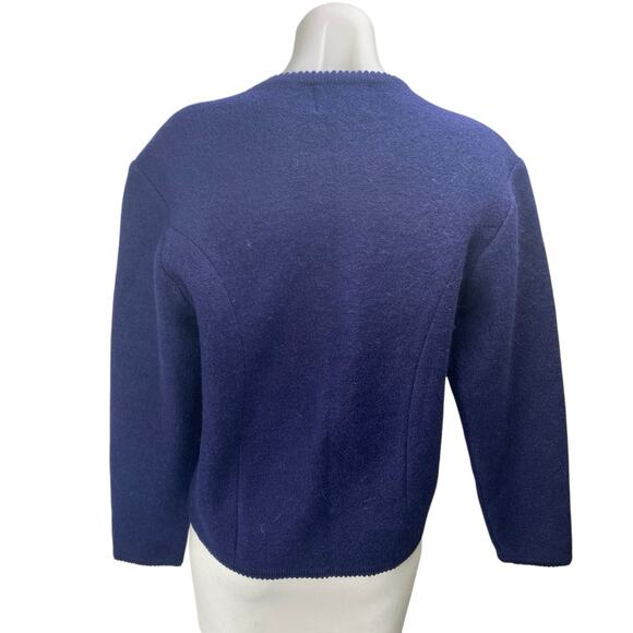 Vintage Tally-Ho Blue Wool Long Sleeve Gold Button Blazer Cardigan Sweater M - Picture 2 of 3